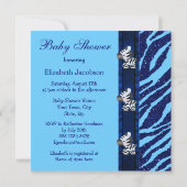 Invitation Baby shower de Parties scintillant Cute Blue Zebra (Dos)