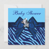 Invitation Baby shower de Parties scintillant Cute Blue Zebra (Devant)