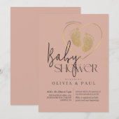 Invitation Baby shower de Parties scintillant de pieds neutre (Devant / Derrière)