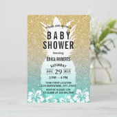 Invitation Baby shower de Parties scintillant d'or à fleur d' (Debout devant)