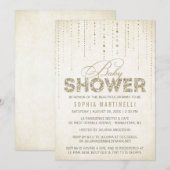 Invitation Baby shower de Parties scintillant d'or antique (Devant / Derrière)
