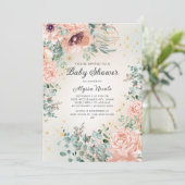 Invitation Baby shower de Parties scintillant d'or de feuilla (Debout devant)