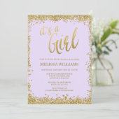 Invitation Baby shower de Parties scintillant d'or Faux Purpl (Debout devant)