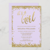 Invitation Baby shower de Parties scintillant d'or Faux Purpl (Devant / Derrière)