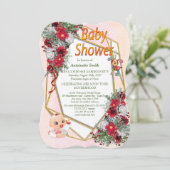 Invitation Baby shower de Parties scintillant d'or géométriqu (Debout devant)