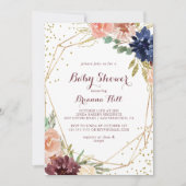 Invitation Baby shower de Parties scintillant en or géométriq (Devant)