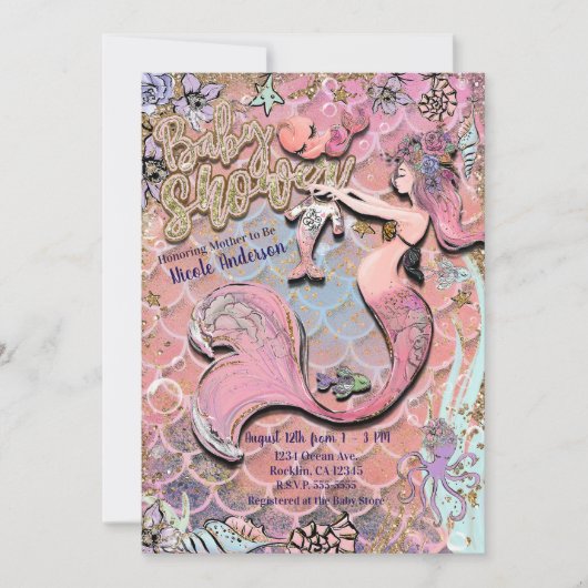 Invitation Baby shower de Parties scintillant en or Glam Preg (Devant)