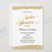 Invitation Baby shower de Parties scintillant en or manuscrit (Devant)