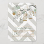 Invitation Baby shower de Parties scintillant en or Mint Maso (Devant / Derrière)