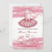 Invitation Baby shower de Parties scintillant en or Tutu rose (Devant)