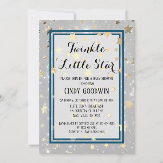 Invitation Baby shower de Parties scintillant en or Twinkle L (Devant)