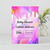 Invitation Baby shower de Parties scintillant Holographique N (Debout devant)