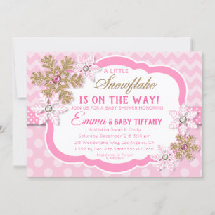 Invitation Baby shower de Parties scintillant Little Snowflak
