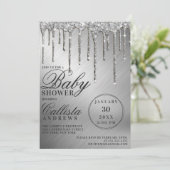 Invitation Baby shower de Parties scintillant métalliques Gla (Debout devant)