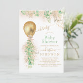 Invitation Baby shower de Parties scintillant or Eucalyptus B (Debout devant)