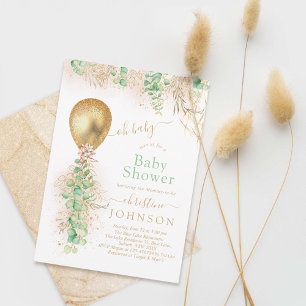 Invitation Baby shower de Parties scintillant or Eucalyptus B