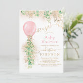 Invitation Baby shower de Parties scintillant or Eucalyptus F (Debout devant)