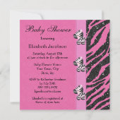 Invitation Baby shower de Parties scintillant Pink Zebra & Po (Dos)