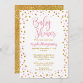 Invitation Baby shower de Parties scintillant rose (Devant / Derrière)