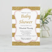 Invitation Baby shower de Parties scintillant rose (Debout devant)