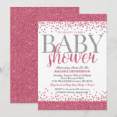 Invitation Baby shower de Parties scintillant rose (Devant / Derrière)