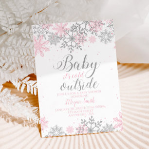 Invitation Baby shower de Parties scintillant rose et argent 