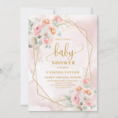 Invitation Baby shower de parties scintillant rose et or doux (Devant)