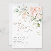 Invitation Baby shower de Parties scintillant rose floral moe (Devant)