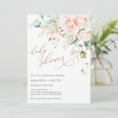 Invitation Baby shower de Parties scintillant rose floral moe (Debout devant)