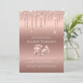 Invitation Baby shower de Parties scintillant rose Gold (Debout devant)