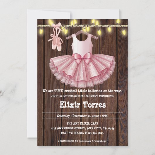 Invitation Baby shower de Parties scintillant Rustique Little (Devant)