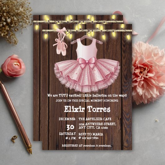 Invitation Baby shower de Parties scintillant Rustique Little