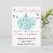 Invitation Baby shower de Parties scintillant Turquoise Aqua (Debout devant)