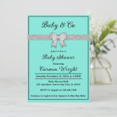 Invitation Baby shower de Parties scintillant Turquoise & Arg (Debout devant)