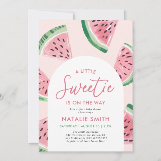 Invitation Baby shower de pastèque (Devant)