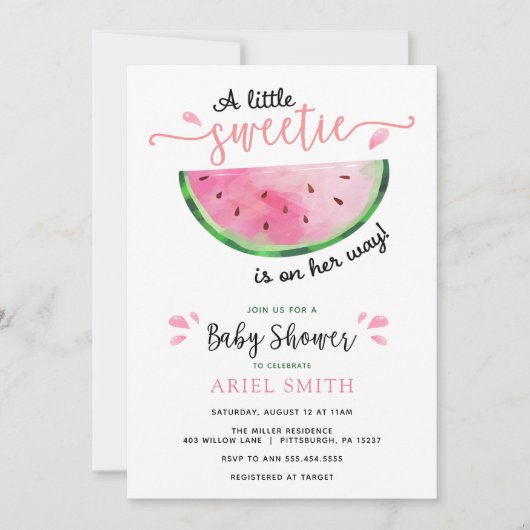 Invitation Baby shower de pastèque (Devant)