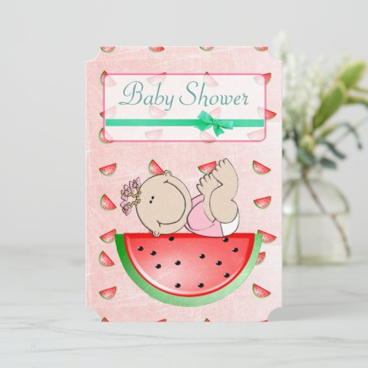 Invitation Baby shower de pastèque c'est une petite invitatio (Debout devant)
