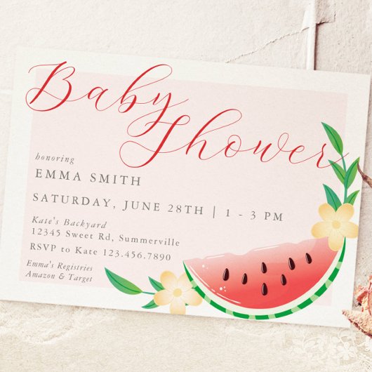 Invitation Baby shower de pastèque doux d'été