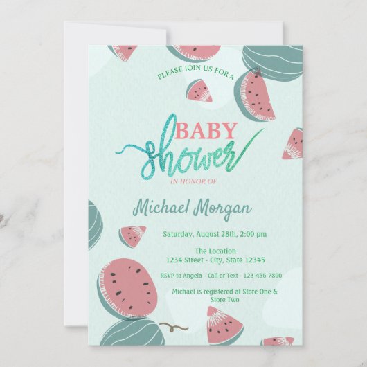 Invitation Baby shower de pastèque mignonne (Devant)