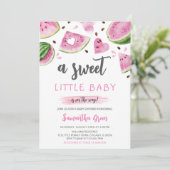 Invitation Baby shower de pastèque rose (Debout devant)
