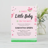 Invitation Baby shower de pastèque rose (Debout devant)