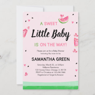 Invitation Baby shower de pastèque rose