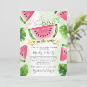 Invitation Baby shower de pastèque rose tropicale (Debout devant)