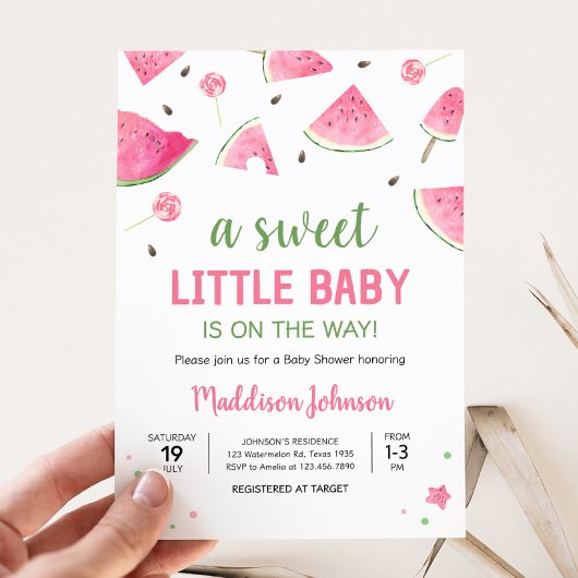 Invitation Baby shower de pastèque Sweet Little Baby