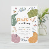 Invitation Baby shower de patchs Citrouille Automne (Debout devant)