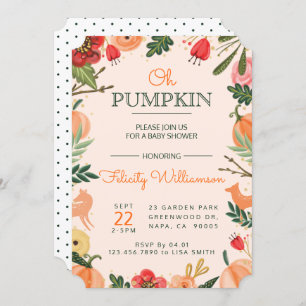 Invitation Baby shower de patchs de Citrouille de fleurs et d