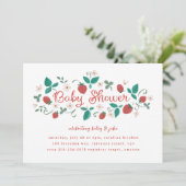 Invitation Baby shower de patchs fraises (Debout devant)