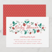 Invitation Baby shower de patchs fraises (Devant / Derrière)