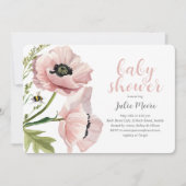 Invitation Baby shower de pavot rose imprimable (Devant)