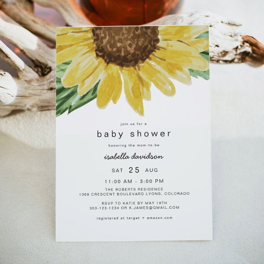 Invitation BABY SHOWER de pays de tournesol rustique EMMA